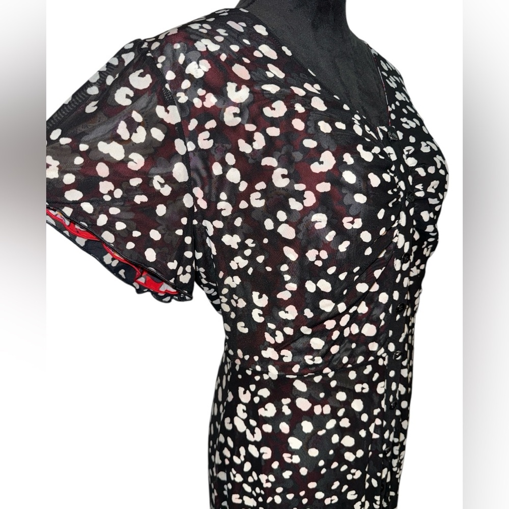 cabi Gemini Reversible Red/Black Button Down Midi Dress, Size Medium - Picture 5 of 9